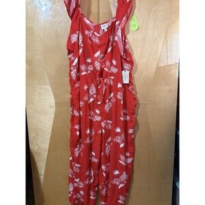 St. John's Bay Red, leafy Jumpsuit
